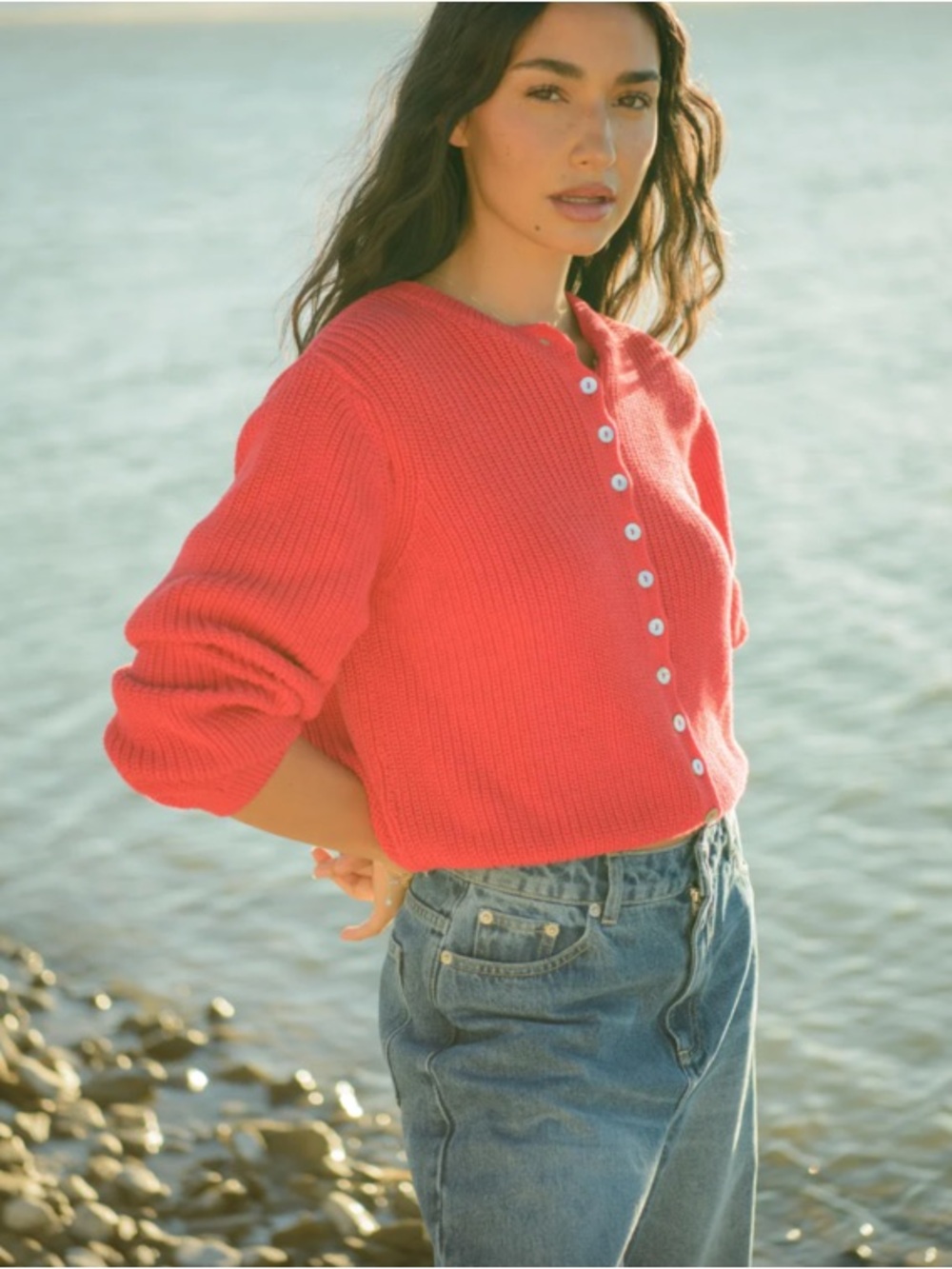 Sonderhaus Harbor Cardigan in Cherry Red, size M - Picture 5 of 6